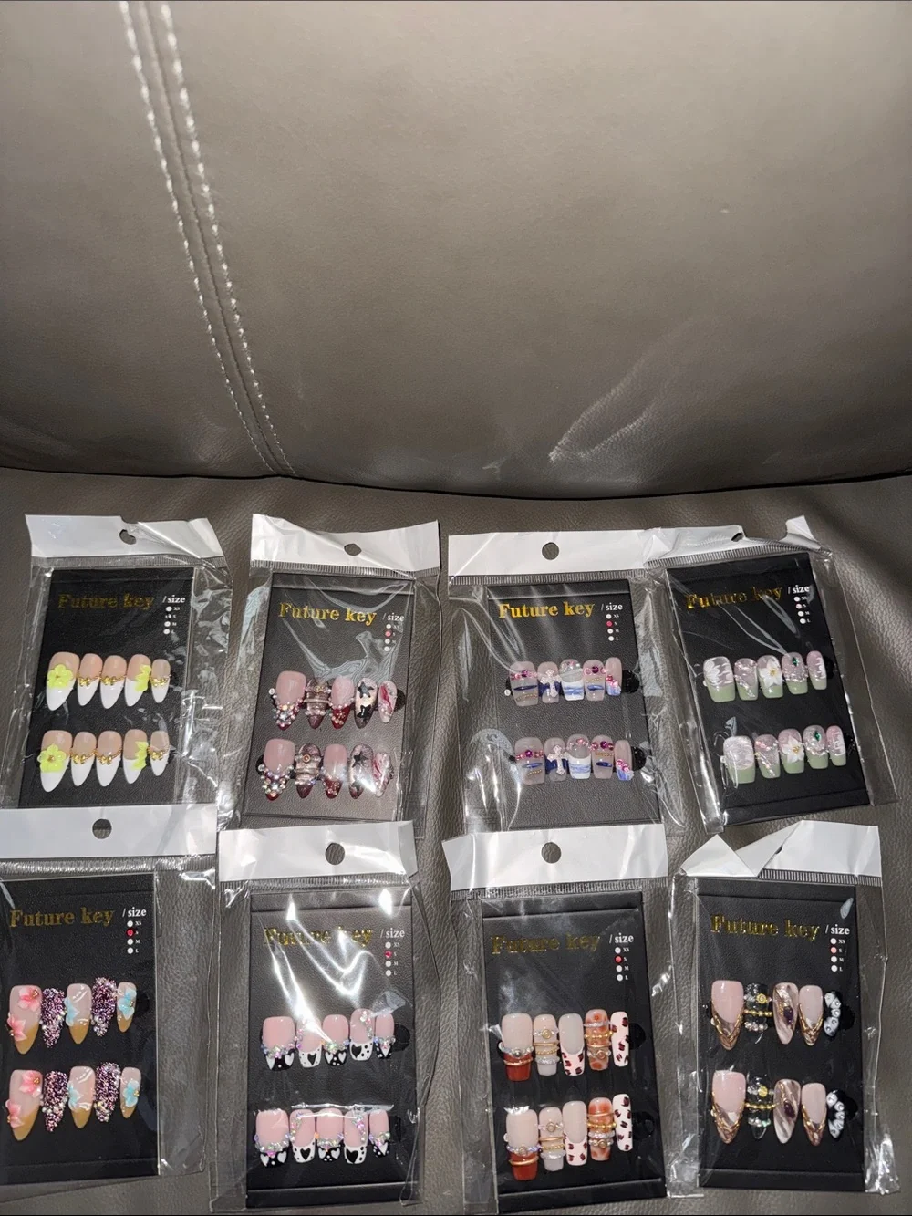 Future Key Press-On Nail Set - Pink & Pastel Multi-Color Designs (8 Packs) ✨